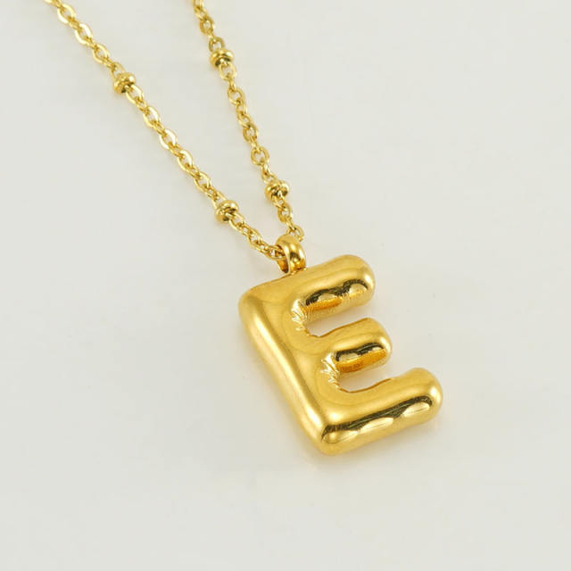 18KG chunky initial letter pendant stainless steel necklace