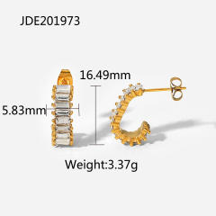 18KG delicate cubic zircon pave setting diamond stainless steel earrings