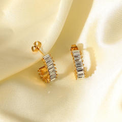18KG delicate cubic zircon pave setting diamond stainless steel earrings