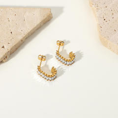 18KG delicate cubic zircon pave setting diamond stainless steel earrings