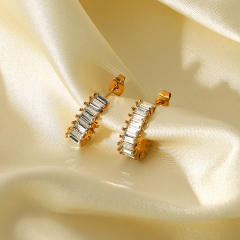 18KG delicate cubic zircon pave setting diamond stainless steel earrings