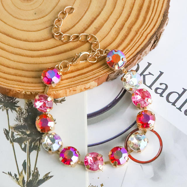 Delicate colorful glass crystal statement bracelet