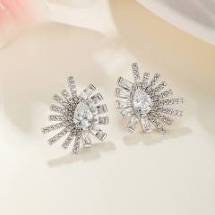 Silver diamond studs earrings wedding party earrings