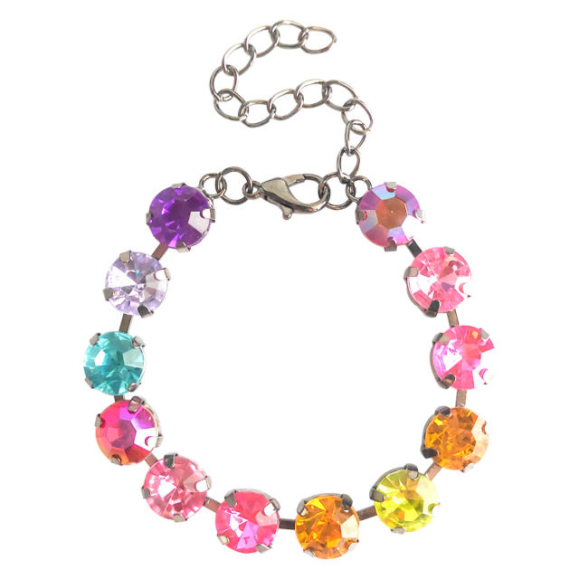 Delicate colorful glass crystal statement bracelet