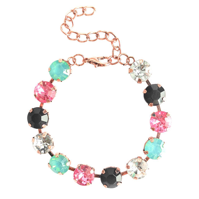 Delicate colorful glass crystal statement bracelet