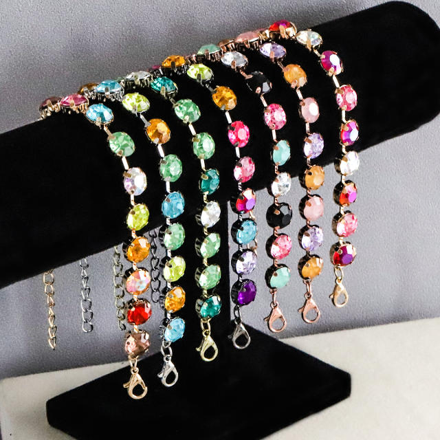 Delicate colorful glass crystal statement bracelet