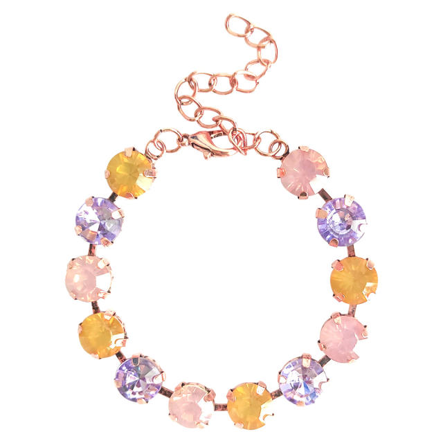 Delicate colorful glass crystal statement bracelet