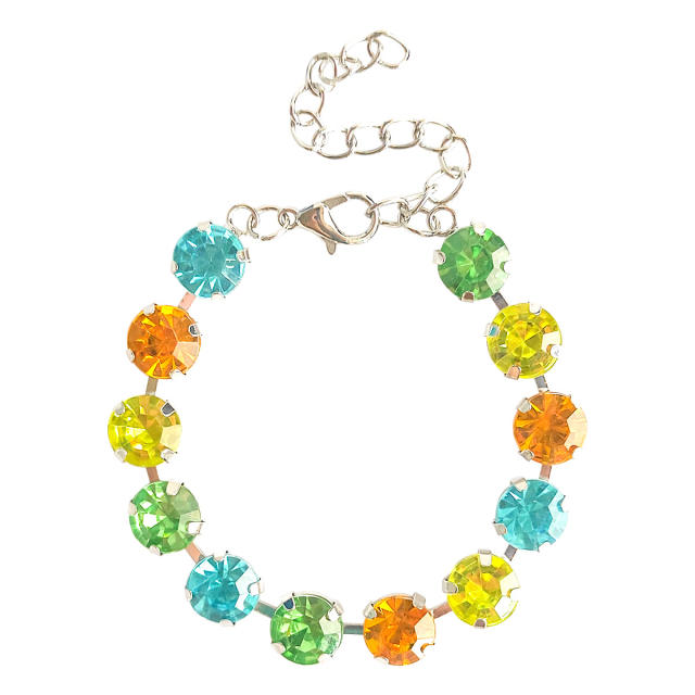 Delicate colorful glass crystal statement bracelet