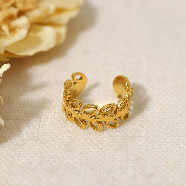 18KG gold color hollow out stainless steel ear cuff