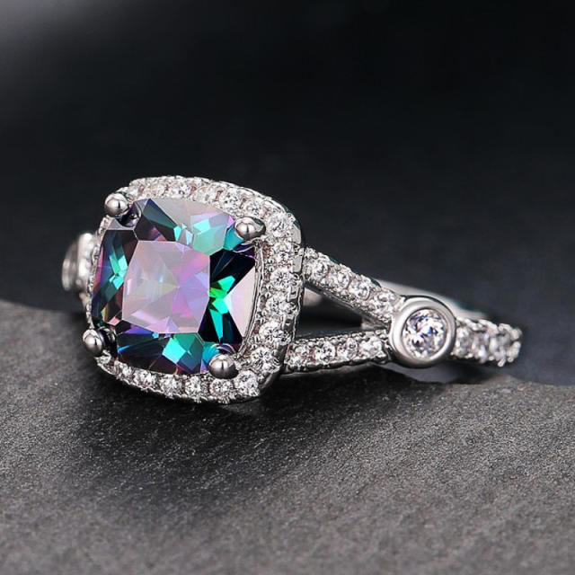 Delicate colorful cubic zircon wedding engagement rings