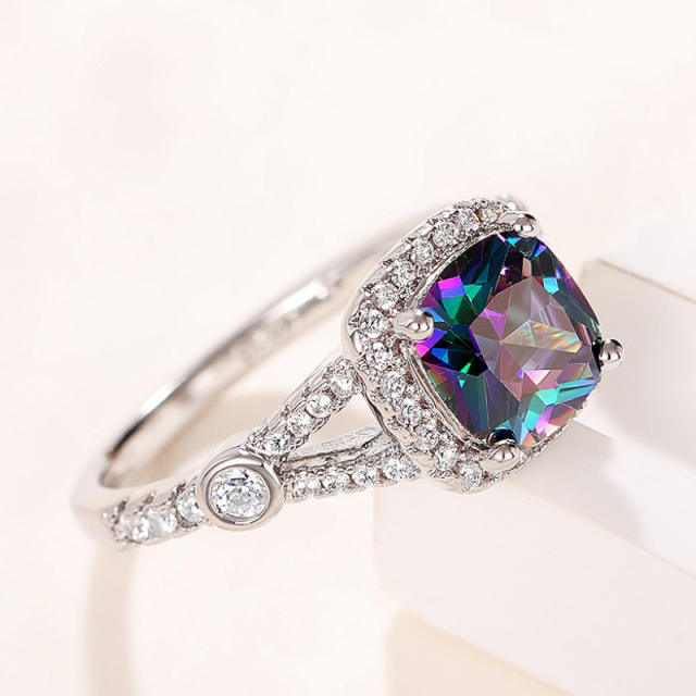 Delicate colorful cubic zircon wedding engagement rings