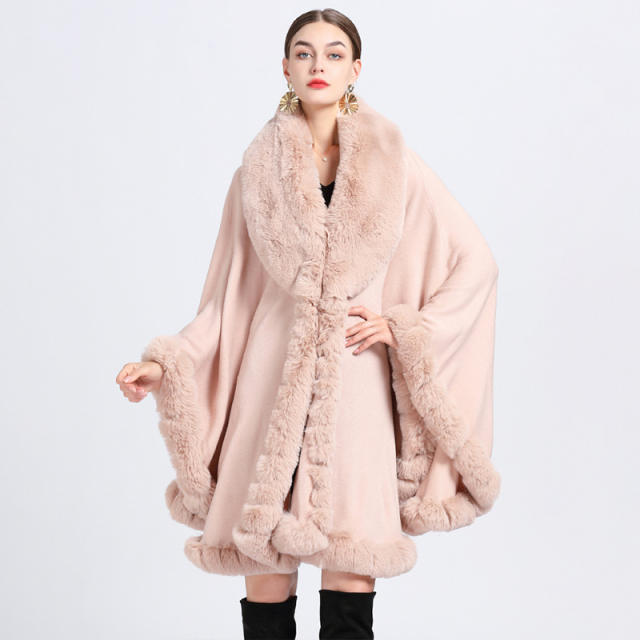 Winter warm plain color Faux otter rabbit fur shawl scarf