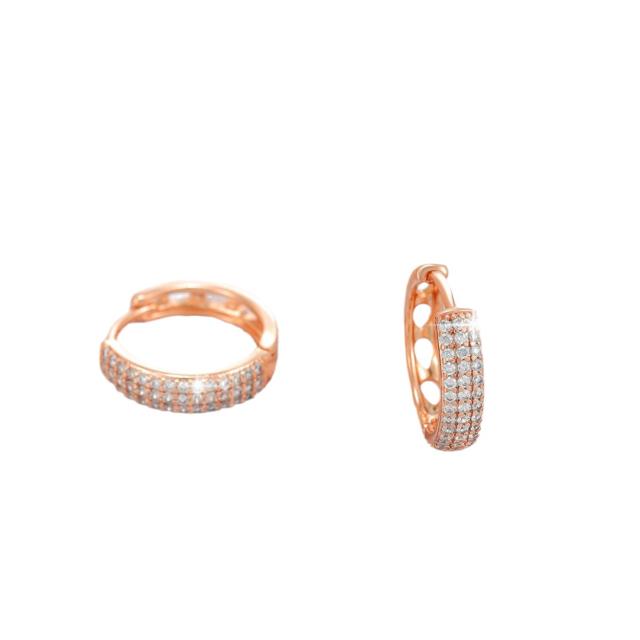 18KG diamond small hoop earrings huggie earrings