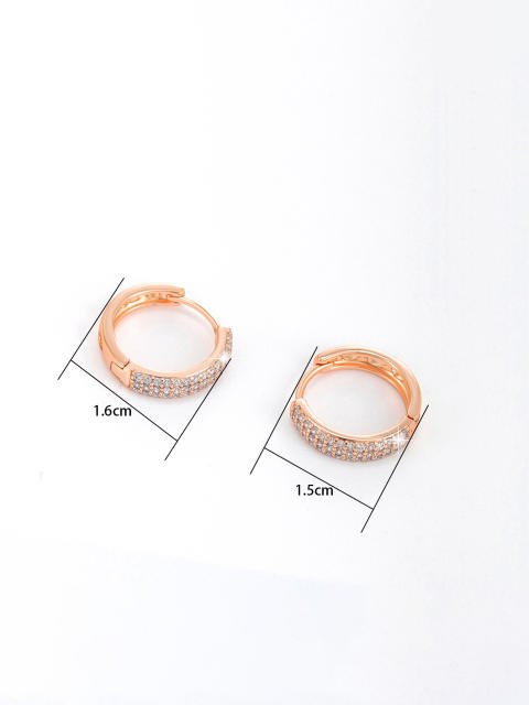 18KG diamond small hoop earrings huggie earrings