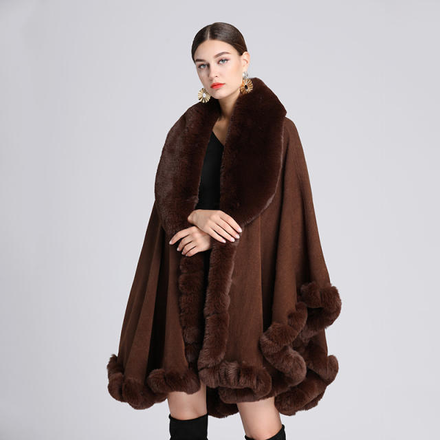 Winter warm plain color Faux otter rabbit fur shawl scarf