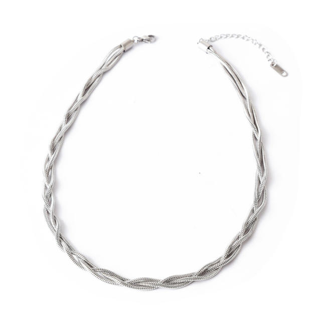 Elegant easy match basic twisted snake chain stainless steel necklace