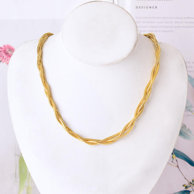 Elegant easy match basic twisted snake chain stainless steel necklace