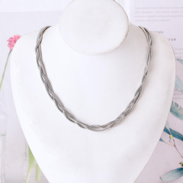 Elegant easy match basic twisted snake chain stainless steel necklace