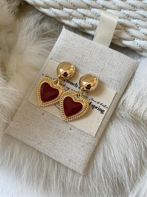 18K gold plated heart copper earrings