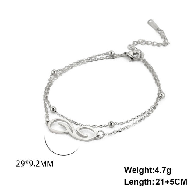 Dainty two layer infinity stainless steel anklet