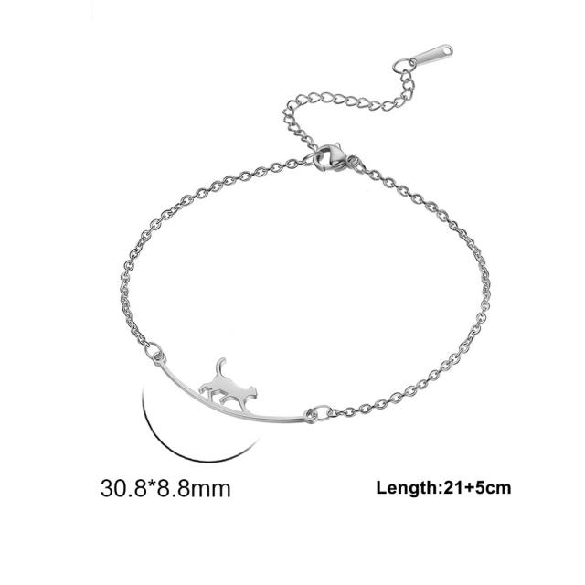 Dainty walking cat stainless steel anklet