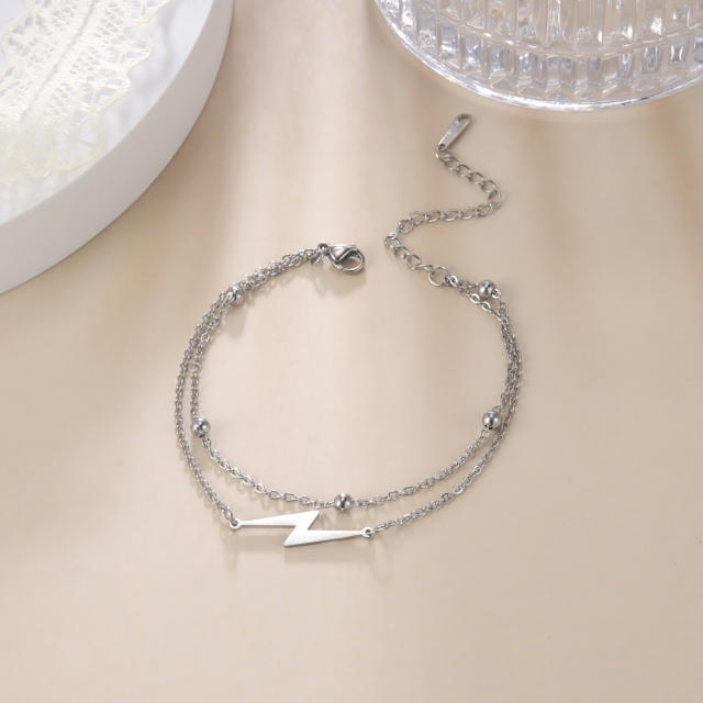 Two layer boho flash dainty stainless steel anklet