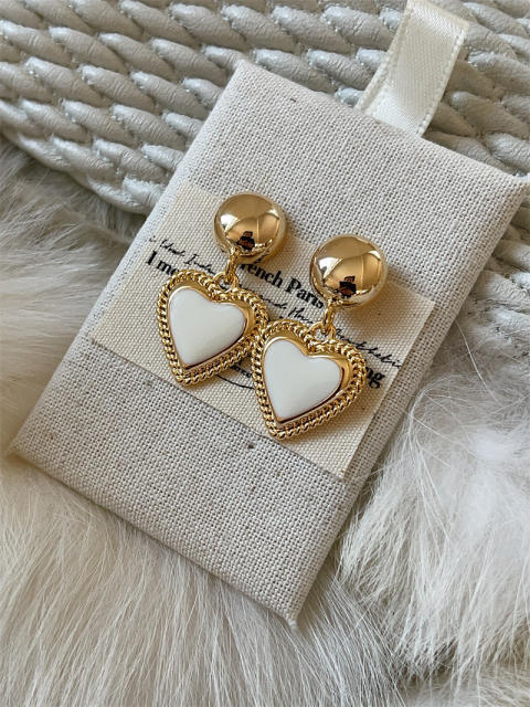 18K gold plated heart copper earrings