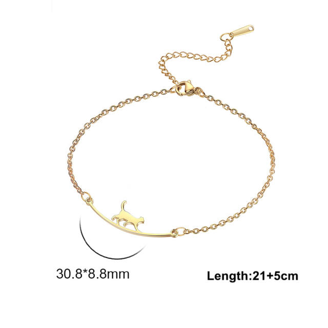 Dainty walking cat stainless steel anklet