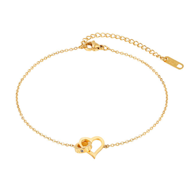 Summer hollow out heart stainless steel anklet