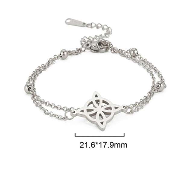 Dainty two layer hollow out Witch Knot stainless steel anklet