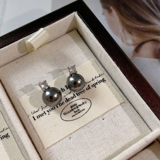 925 needle gray pearl women earrings