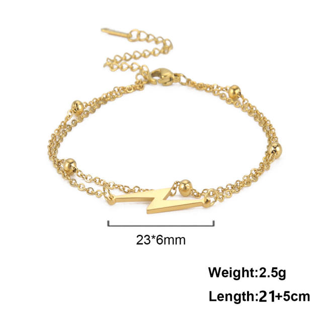 Two layer boho flash dainty stainless steel anklet