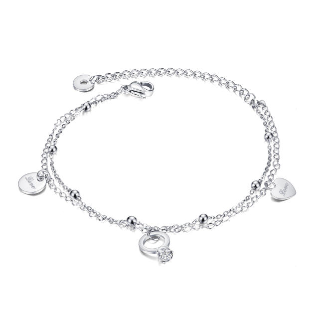 Personality rhinestone stainless steel anklet