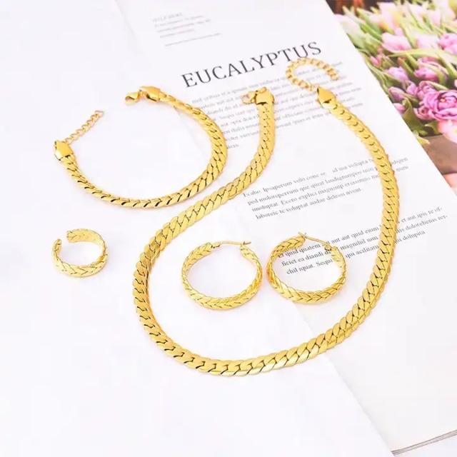 Chic easy match stainless steel chain jewelry set