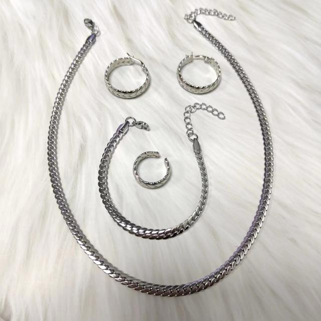 Chic easy match stainless steel chain jewelry set