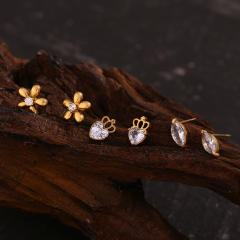 18KG cute mini diamond stainless steel studs earrings