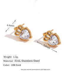 18KG cute mini diamond stainless steel studs earrings