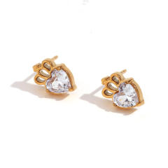 18KG cute mini diamond stainless steel studs earrings