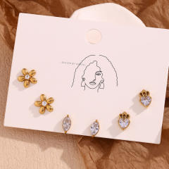18KG cute mini diamond stainless steel studs earrings