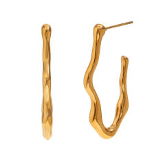 18KG lava series geometric hoop stainless steel earrings