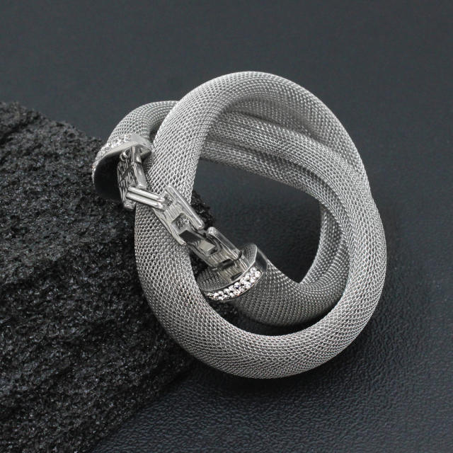 Chunky soft mesh pattern stainless steel choker necklace