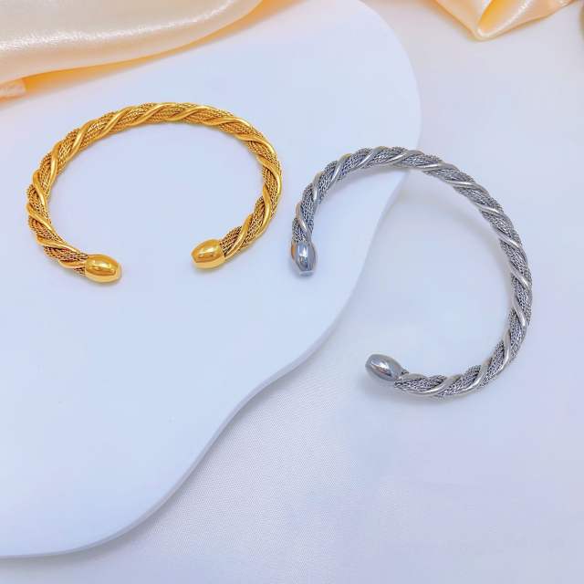 Popular rope design twisted stainless steel cuff bangles