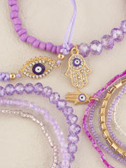 Boho hot sale colorful faux crystal bead evil eye multi layer bracelet bracelet set