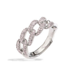 Chunky pave setting colorful cubic zircon cuban link chain pattern copper rings
