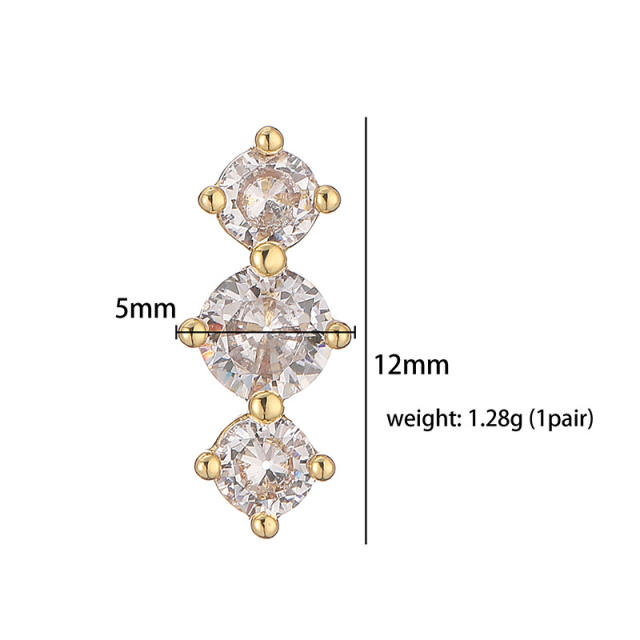 Delicate diamond gold plated copper studs earrings wedding