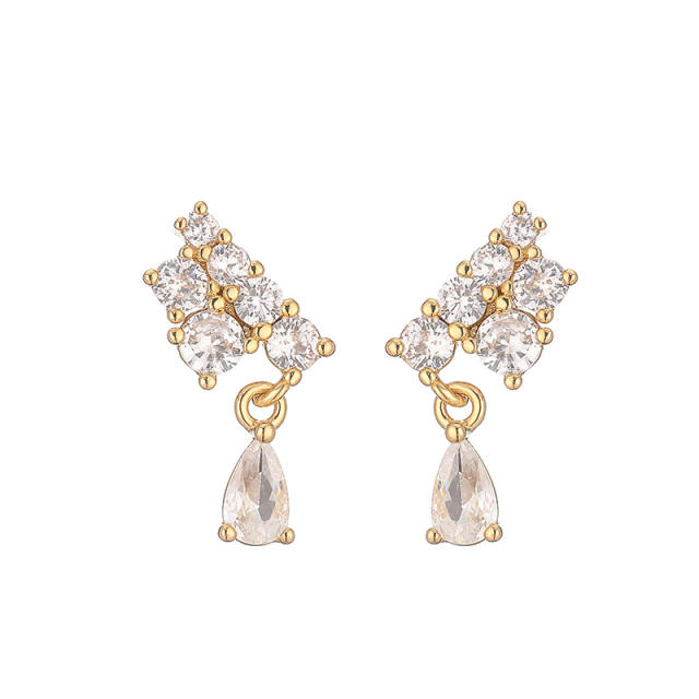 Delicate diamond gold plated copper studs earrings wedding