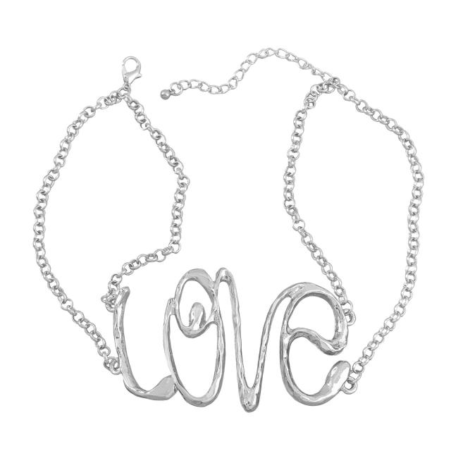 Hiphop love letter chunky choker necklace for women
