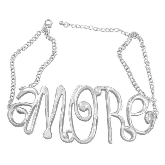 Hiphop hollow out flower amore letter metal choker necklace