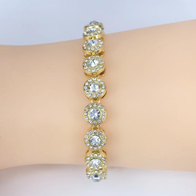 10mm round rhinestone delicate alloy chain necklace bracelet