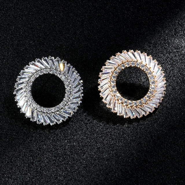 925 needle dlicate pave setting AAA cubic zircon circle earrings
